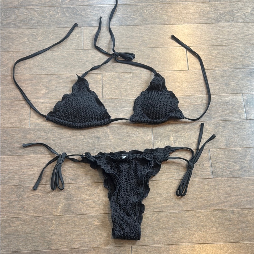 Zaful Black String Bikini Minimalist Swimwear- NEW